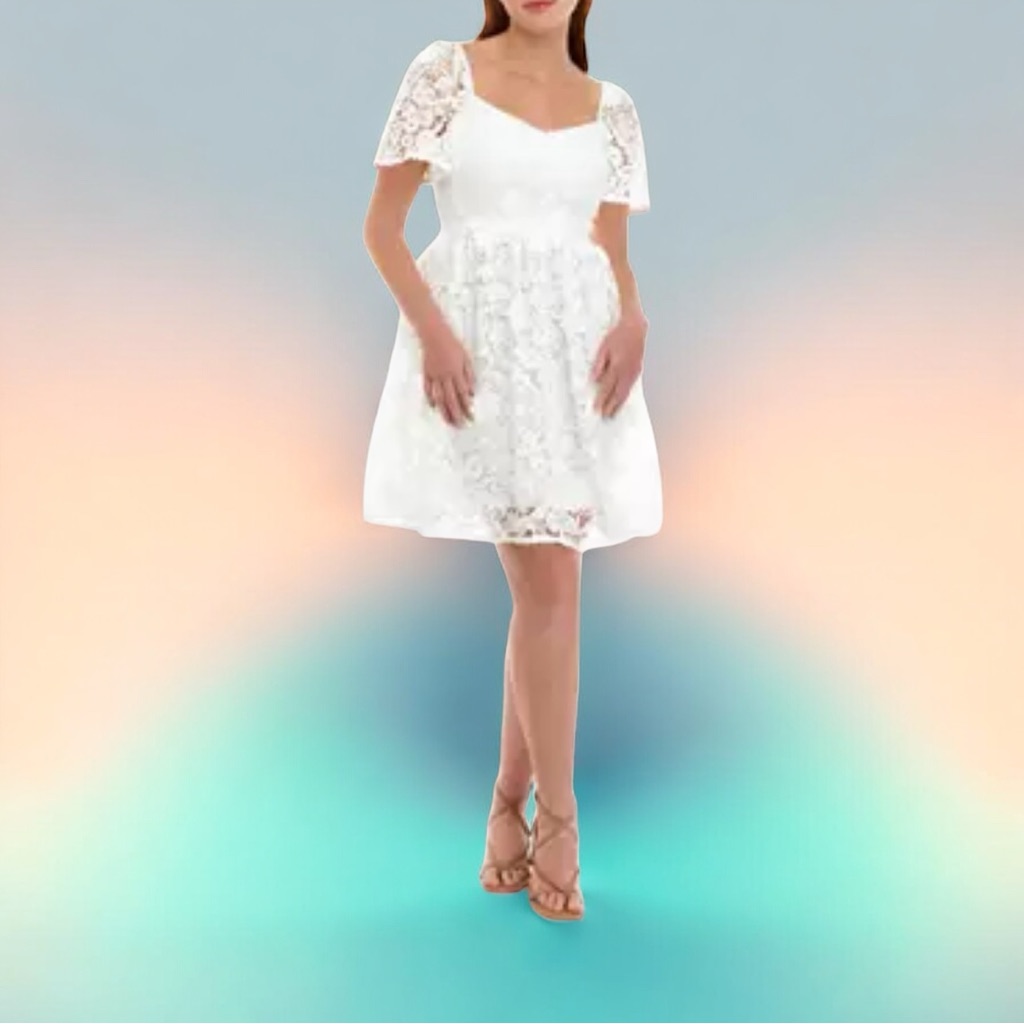 Nwt French Connection Cecilia Cabello Lace Dress Summer White 8